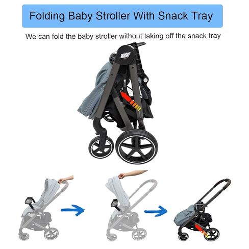 Stroller Snack Tray Compatible with Cybex Balios,Gazelle, Talos Series Prams - BPA-Free Tritan Baby Travel Tray, 360° Swivel for Easy Access, Folds with Stroller, Easy Clean | On-the-go dining table for little foodies in Kuwait