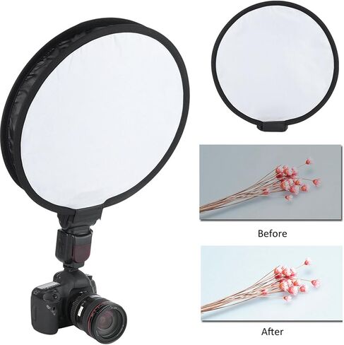 Light Diffuser, 40x6cm Universal Foldable White Nylon Round Camera Flash Diffuser Softbox Light Softening Kit with Storage Bag for Photography in Kuwait
