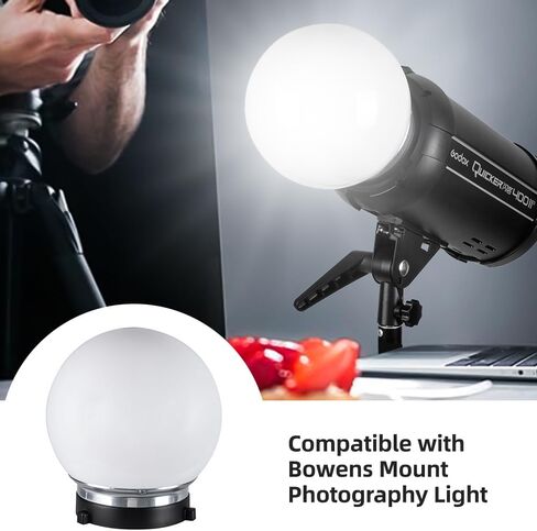 aqxreight 15cm 6in Soft Light Ball for Photography, Translucent Diffuser Ball Flash Light Dome with Mount, for Portrait Food Still Life Photography in Kuwait