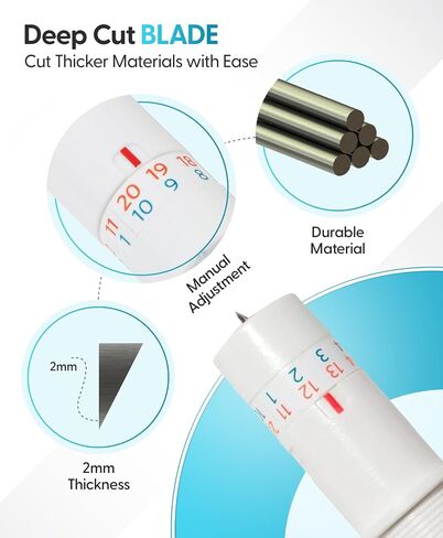Silhouette Deep Cut Cameo 3 Blade with 2mm Cutting Depth - 1 Pack | Manual-Adjustable Blade for Thicker Materials Like Craft Foam, Thick Cardstock & Specialty Media with Durable Tungsten Alloy in Saudi Arabia