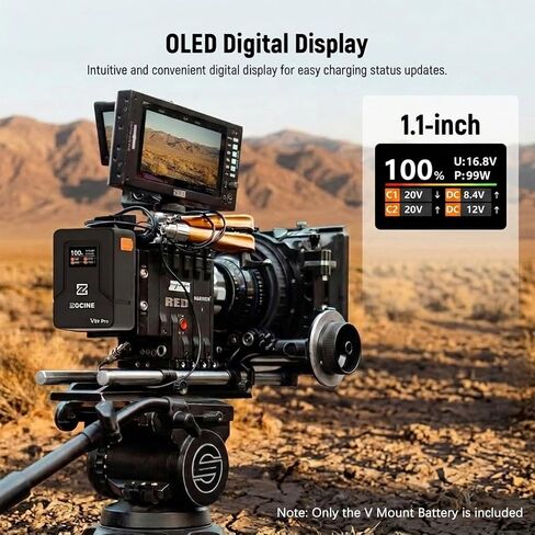 ZGCINE V Mount Battery V99 Pro, 94.72Wh 6400mAh V Lock Battery, PD100W 1.5H Full Charge, Airline-Safe, OLED Screen, D-Tap/Dual USB-C/BP/Dual DC for Camera Camcorder Monitor Laptop Video Light Phone in Kuwait