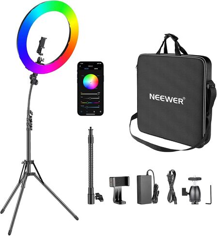 NEEWER RL45B 18" Edge Lit Desk Ring Light for Phone Camera Laptop LED Lighting Kit Phone Holder Desktop Stand Ball Head Mount Video Conference Webcam Recording Zoom Call Streaming Makeup Selfie in Kuwait