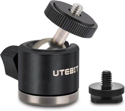 UTEBIT 20mm Mini Ball Head Tripod Head Mount with 1/4" hot Shoe, Black | 360° Rotatable Camera Mount Adapte Aluminium Ball Heads Compatible with Tripods, Monopods, HTC Vive, SLR Cameras Load 2.5lb in Kuwait
