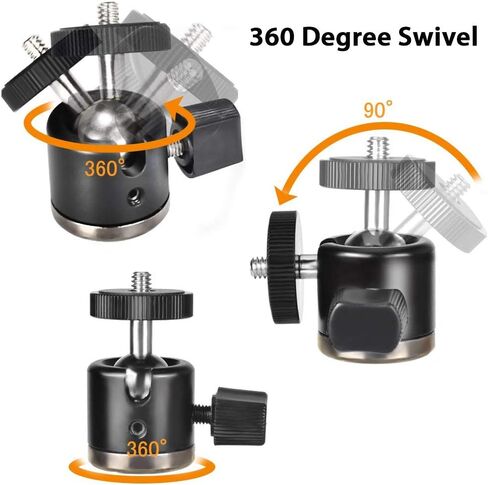 UTEBIT 20mm Mini Ball Head Tripod Head Mount with 1/4" hot Shoe, Black | 360° Rotatable Camera Mount Adapte Aluminium Ball Heads Compatible with Tripods, Monopods, HTC Vive, SLR Cameras Load 2.5lb in Kuwait