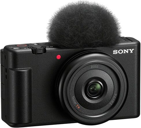 Sony ZV-1F Vlog Camera for Content Creators and Vloggers (Black) Bundle | 64GB Memory Card, Lithium-Ion Battery Pack, Holster Case, Photo Video Art Suite, (5 items) in Kuwait
