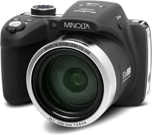 MINOLTA MN53Z 16 MP / 1080P FHD Bridge Digital Camera w/53x Optical Zoom (Black) Bundle with 32GB Memory Card + Camara Bag + Cleaning Kit + Vlogging Tripod + Accessories in Kuwait