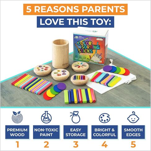 Toddler Montessori Toys, Wooden Color Sorting, Fine Motor Toys for Toddlers | 4 Interchangeable Lids, Stays Locked When Turned, Travel-friendly, Independent Play, Motor Skills Through Play in Saudi Arabia