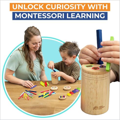 Toddler Montessori Toys, Wooden Color Sorting, Fine Motor Toys for Toddlers | 4 Interchangeable Lids, Stays Locked When Turned, Travel-friendly, Independent Play, Motor Skills Through Play in Saudi Arabia