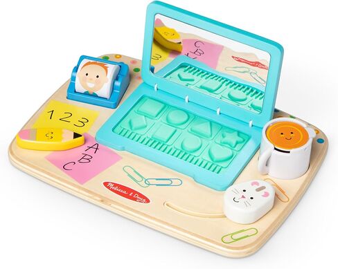 Melissa & Doug Wooden Work & Play Desktop Activity Board Infant and Toddler Sensory Toy - FSC-Certified in Saudi Arabia