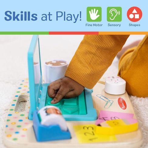 Melissa & Doug Wooden Work & Play Desktop Activity Board Infant and Toddler Sensory Toy - FSC-Certified in Saudi Arabia