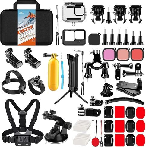 Upgrade Action Camera Accessories Kit Compatible with GoPro DJI Insta360 | 70in1 Camera Accessory Bundles for GoPro 13 12 11 10 9 8 7 6 5 4 3 Max 11 mini Insta360 X5 X4 X3 DJI Osmo Action 6 5Pro 4 3 in Kuwait