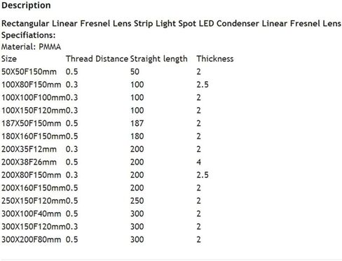 Microscopes Equipment Linear Fresnel Lens Strip Light Spot LED Condenser Linear Fresnel Lens(100X80F150mm) in Kuwait