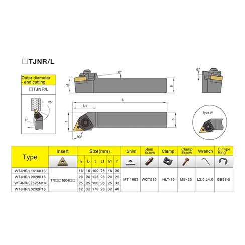 Indexable Lathe Carbide Insert 1pc WTJNR2020K16 External Triangul Turning Tool Holder Hard Alloy Lathe Cutting Tools Bar in Kuwait