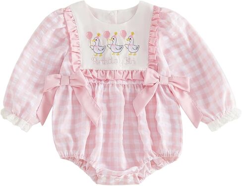 Baby Girl 1st Birthday Clothes Cake Smash Outfits One Year Old Silly Goose Romper Birthday Girl Bodysuit for Fall in Kuwait