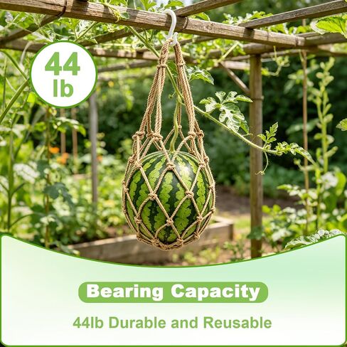 6 Packs Large Jute Melon Hammocks for Trellis with Hanging Hooks(52cm) | Sturdy Watermelon Holder for Garden, Reusable Melon Cradle for Vertical Garden Growing Cantaloupe, Pumpkin, Watermelon in Kuwait