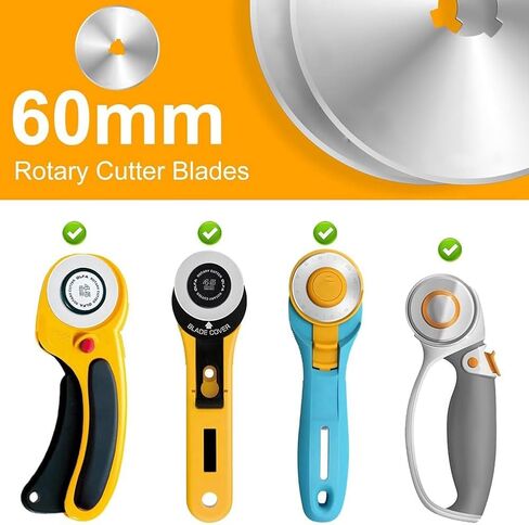 60mm Rotary Cutter Blades 60mm - 10 Pcs Rotary Blades Refill Our Rotary Blades Refills Fit on Most 60 mm Rotary Cutter, Easy to Use in Kuwait
