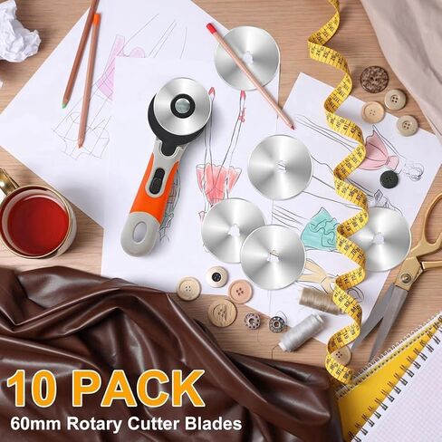 60mm Rotary Cutter Blades 60mm - 10 Pcs Rotary Blades Refill Our Rotary Blades Refills Fit on Most 60 mm Rotary Cutter, Easy to Use in Kuwait