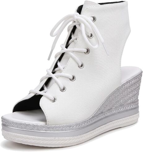 Women's Platform Wedge Sandals Y2K Lace Up Peep Toe High Top Sneaker Wedges Comfortable Backless Goth Summer Shoes in Kuwait