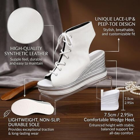 Women's Platform Wedge Sandals Y2K Lace Up Peep Toe High Top Sneaker Wedges Comfortable Backless Goth Summer Shoes in Kuwait