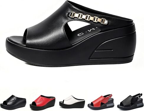 Fashion Women Ankle Strap Open Toe Platform Wedge Sandals Comfy Breathable Slingback Dress Shoes Summer High Heel Sandals in Kuwait