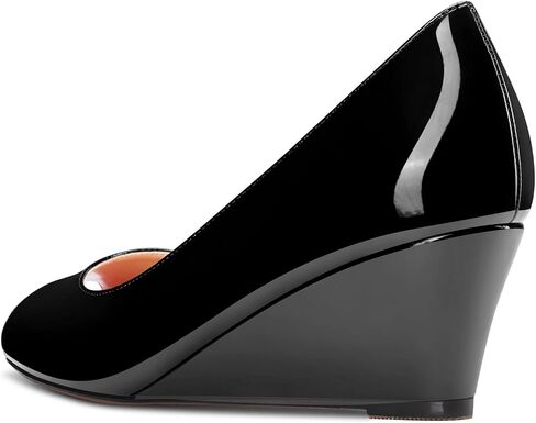 HDEUOLM Women Low Wedge Heel Peep Open Toe Slip-on Pumps Classic Cute Dress Sandals 2.0 Inches Heels in Kuwait