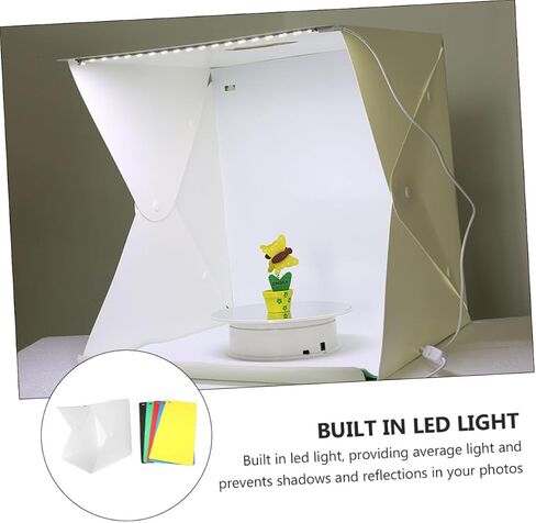 Portable Folding Mini Photo Tent with Dual LED Lights and 6 Color Backdrops, 30cm Photography Light Box for Jewelry and Small Product Studio Shooting in Kuwait