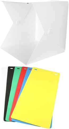 POPETPOP Portable Mini Photo Box Lighting Cube Tent with Dual LED Light Bars and 6-Color Backdrops, Foldable 30cm Photography Studio for Product Shooting in Kuwait