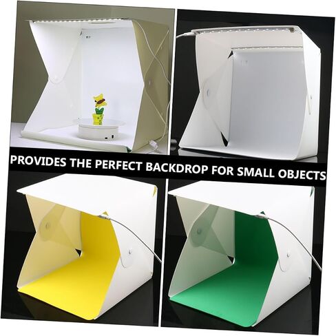 POPETPOP Portable Mini Photo Box Lighting Cube Tent with Dual LED Light Bars and 6-Color Backdrops, Foldable 30cm Photography Studio for Product Shooting in Kuwait