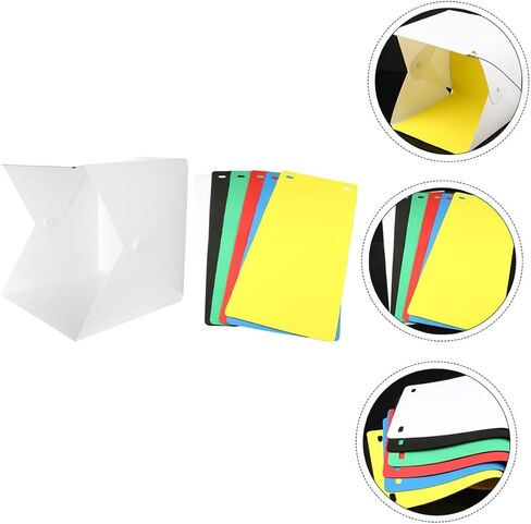 POPETPOP Portable Mini Photo Box Lighting Cube Tent with Dual LED Light Bars and 6-Color Backdrops, Foldable 30cm Photography Studio for Product Shooting in Kuwait