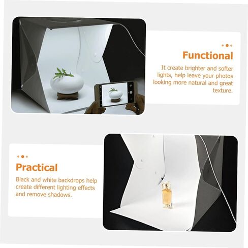 UKCOCO Portable Photography Light Box Tent with 30cm LED Soft Light 2 Backdrops Black White for Product Photography and Studio Shooting in Kuwait