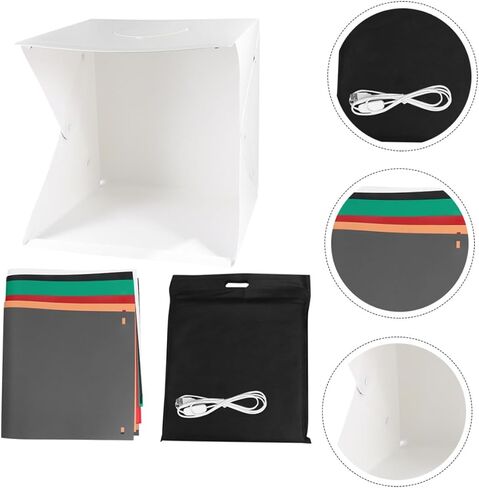 ULTECHNOVO 40cm Portable Folding Mini Photo Studio Light Box with Adjustable LED Lighting and 6 Color Backdrops for Product Photography and Small Item Shoots in Kuwait