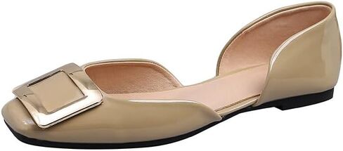 Flats for Women Metal Buckle Square Non Slip Comfort Slip on Breathable Office Wedding Dress Flats Shoes in Kuwait