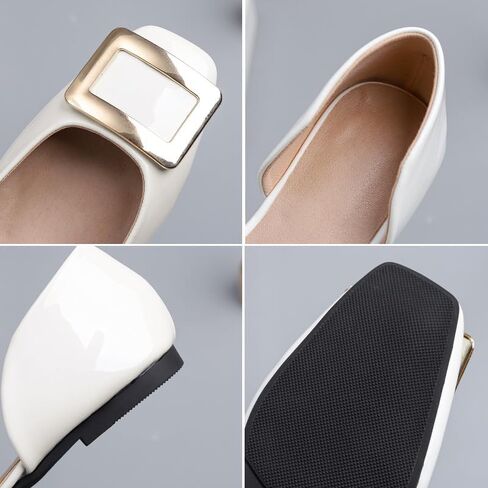 Flats for Women Metal Buckle Square Non Slip Comfort Slip on Breathable Office Wedding Dress Flats Shoes in Kuwait