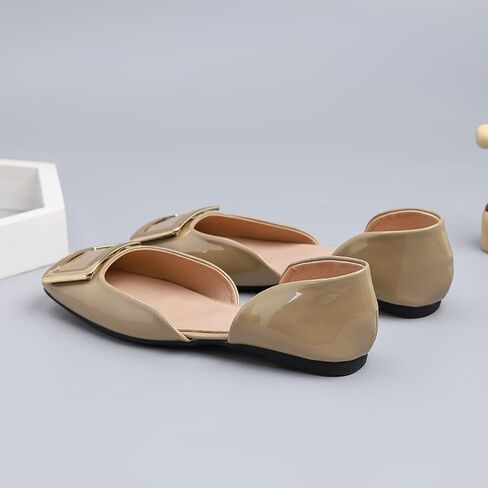 Flats for Women Metal Buckle Square Non Slip Comfort Slip on Breathable Office Wedding Dress Flats Shoes in Kuwait