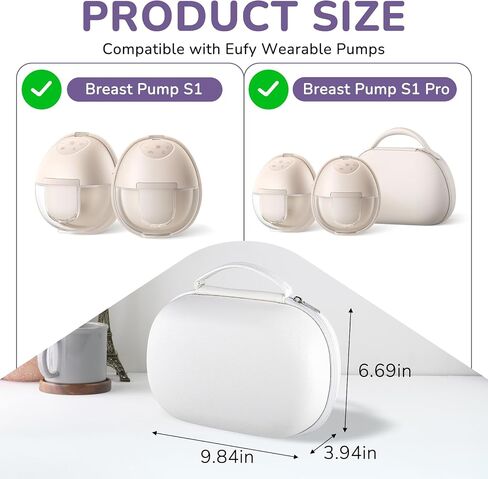 Wearable Breast Pump Case Compatible with Eufy E20 S1, Holds 2 Pumps | Hard Shell, Waterproof, Portable Breast Pump Storage Bag for Momcozy, Willow, Medela & Most Wearable Breast Pumps in Kuwait