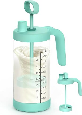 32oz Glass Formula Mixing Pitcher, Borosilicate Breastmilk Mixer, BPA-Free | Microplastic-Free, Leakproof Breastmilk Fridge Storage Container with Silicone Seal, Baby Feeding Pitcher, Dishwasher-Safe in Kuwait