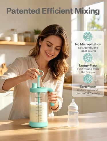 32oz Glass Formula Mixing Pitcher, Borosilicate Breastmilk Mixer, BPA-Free | Microplastic-Free, Leakproof Breastmilk Fridge Storage Container with Silicone Seal, Baby Feeding Pitcher, Dishwasher-Safe in Kuwait