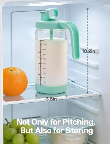 32oz Glass Formula Mixing Pitcher, Borosilicate Breastmilk Mixer, BPA-Free | Microplastic-Free, Leakproof Breastmilk Fridge Storage Container with Silicone Seal, Baby Feeding Pitcher, Dishwasher-Safe in Kuwait