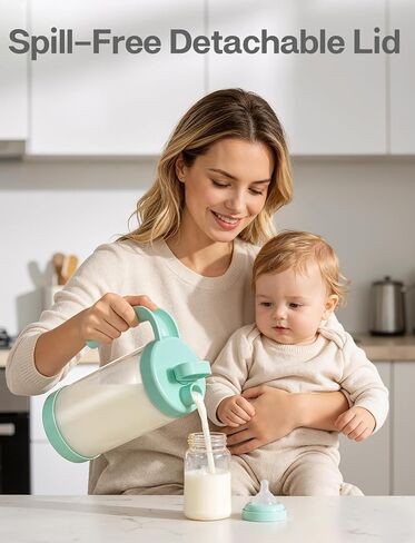 32oz Glass Formula Mixing Pitcher, Borosilicate Breastmilk Mixer, BPA-Free | Microplastic-Free, Leakproof Breastmilk Fridge Storage Container with Silicone Seal, Baby Feeding Pitcher, Dishwasher-Safe in Kuwait