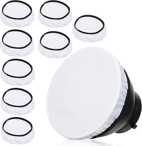 7 Inch Light Diffuser Sock, Soft White Cloth Lamp Cover, for 5.5 to 7 Inch Studio Strobe Reflectors, Ring Light, Flash, Wedding Photography, Video Shooting(8pcs) in Kuwait