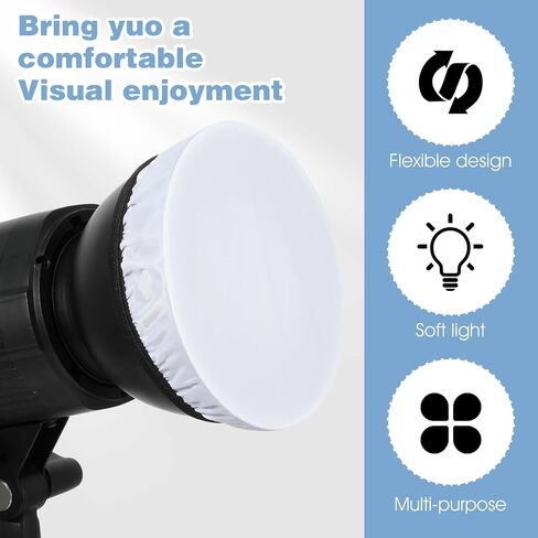 7 Inch Light Diffuser Sock, Soft White Cloth Lamp Cover, for 5.5 to 7 Inch Studio Strobe Reflectors, Ring Light, Flash, Wedding Photography, Video Shooting(8pcs) in Kuwait