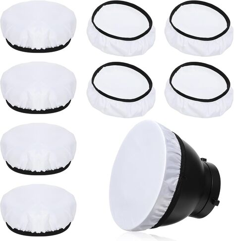 7 Inch Light Diffuser Sock, Soft White Cloth Lamp Cover, for 5.5 to 7 Inch Studio Strobe Reflectors, Ring Light, Flash, Wedding Photography, Video Shooting(8pcs) in Kuwait