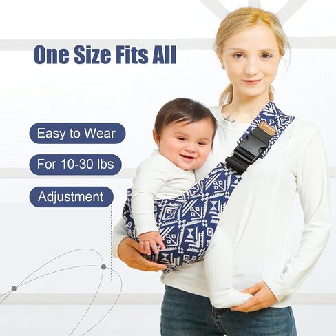 Baby Sling Carrier,Baby Sling Carrying 10-30 lbs(Houndstooth) | Adjustable Size for growing baby,Lightweight,Easy to Store,Front & Rear Safety Buckle Design,Travel, Camping,Shopping in Kuwait