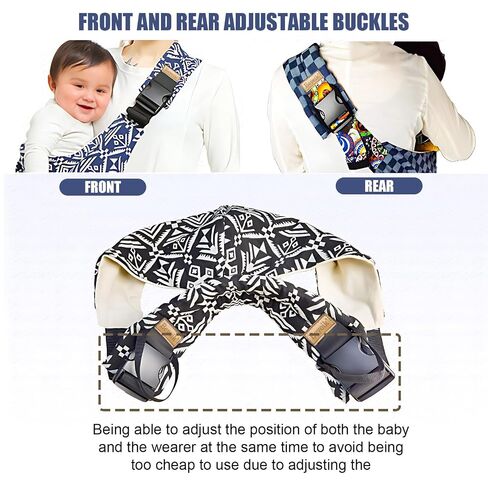 Baby Sling Carrier,Baby Sling Carrying 10-30 lbs(Houndstooth) | Adjustable Size for growing baby,Lightweight,Easy to Store,Front & Rear Safety Buckle Design,Travel, Camping,Shopping in Kuwait
