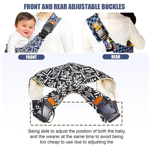 Baby Sling Carrier,Baby Sling Carrying 10-30 lbs(Houndstooth) | Adjustable Size for growing baby,Lightweight,Easy to Store,Front & Rear Safety Buckle Design,Travel, Camping,Shopping in Kuwait