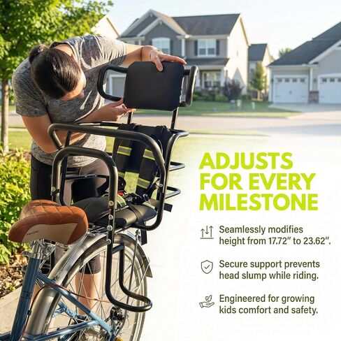 Kid's Bike Seat Rear with Adjustable Headrest, Rear Child Bike Seat with Foot Pedals Back Rest Handrail.Child Carrier Bike Chair for Bicycle Designed for Children Aged 18 Month to 8 Years Old in Kuwait