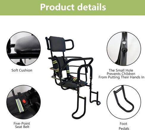 Kid's Bike Seat Rear with Adjustable Headrest, Rear Child Bike Seat with Foot Pedals Back Rest Handrail.Child Carrier Bike Chair for Bicycle Designed for Children Aged 18 Month to 8 Years Old in Kuwait