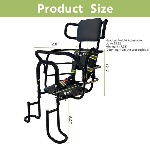 Kid's Bike Seat Rear with Adjustable Headrest, Rear Child Bike Seat with Foot Pedals Back Rest Handrail.Child Carrier Bike Chair for Bicycle Designed for Children Aged 18 Month to 8 Years Old in Kuwait