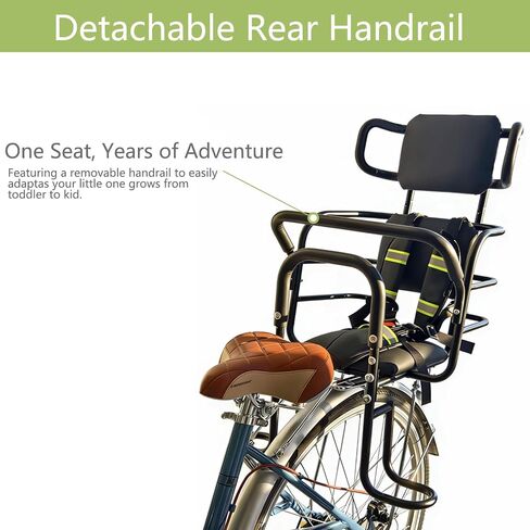 Kid's Bike Seat Rear with Adjustable Headrest, Rear Child Bike Seat with Foot Pedals Back Rest Handrail.Child Carrier Bike Chair for Bicycle Designed for Children Aged 18 Month to 8 Years Old in Kuwait