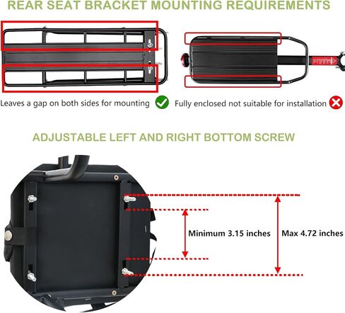 Kid's Bike Seat Rear with Adjustable Headrest, Rear Child Bike Seat with Foot Pedals Back Rest Handrail.Child Carrier Bike Chair for Bicycle Designed for Children Aged 18 Month to 8 Years Old in Kuwait
